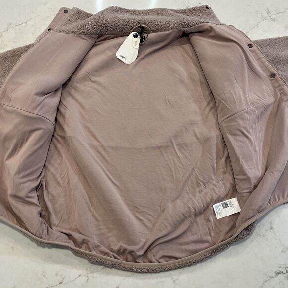 Prana NEW Flurry Jacket Womens XS Oversized Pink Sherpa Fleece Full Zip Snap - Picture 3 of 15